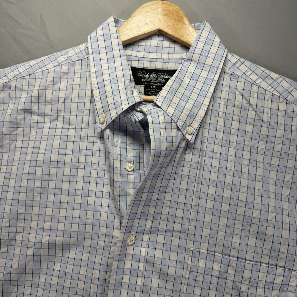 Brooks Brothers Button Down Shirt Mens Large Blue Makers Country Club Preppy